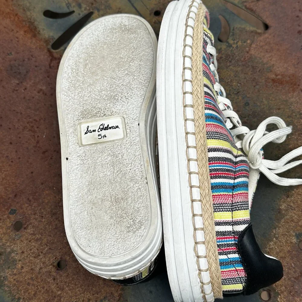 Sam Edelman Striped Lace-Up Espadrille Sneakers